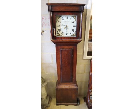 A 19th century oak 30 hour longcase clock by W. H. Harrison, Chepstow, width 51cm, depth 24cm, height 192.5cm