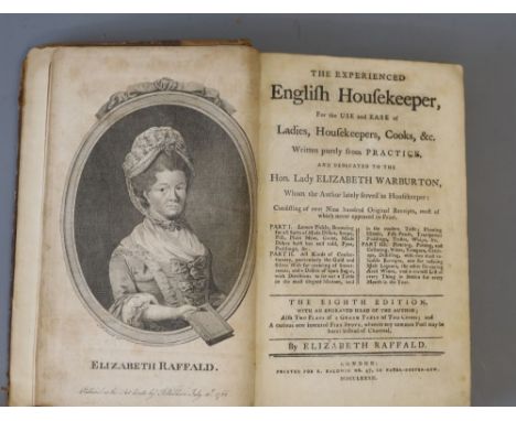 Raffald, Elizabeth - The Experienced English Housekeeper, 8th edition, 8vo, calf, with portrait and three folding plates, spi