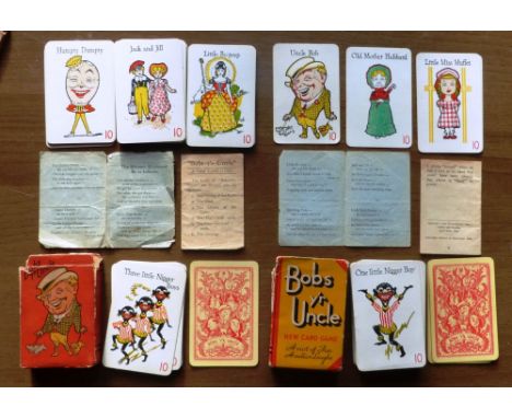 A 1935 Playing Card Game of Bob's yr Uncle based on eight nursery rhymes. Complete with 3 Nigger Boy and 3 Uncle cards. And a