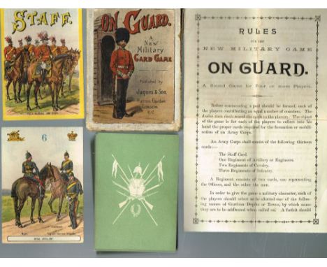 ON GUARD, A New Military Card Game by Jaques &amp; Son. c1880. With colour images of Great Britain Cavalry, Infantry and Arti