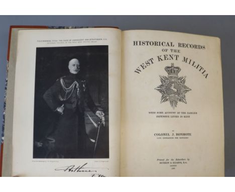 Bonhote, Col. J - Historial Records of the West Kent Militia, qto, rebound half calf, frontis portrait with small taped tear,