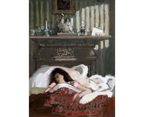 § Charles McCall (1907-1989)oil on board'Sleep',signed, Cyril Gerber Gallery label verso15.25 x 11.25in.CONDITION: Oil on boa