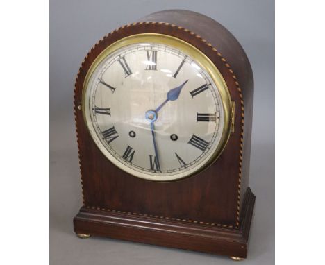 An Edwardian mahogany mantel clock and another