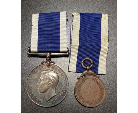 GEORGE V NAVAL MEDALfor Long Service And Good Conduct named to K. 62574 D.Bain N.STO 1.H.M.S. Shoreham, with ribbon, together