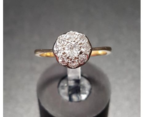 DIAMOND CLUSTER DAISY RINGthe central diamond in a further eight diamond surround, in all approximately 0.45cts, on eighteen 