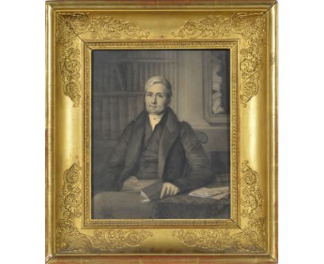 ?Elisa Blondel (1811-1845) Portrait d'Edouard Rigaud (1790-1861) estompe au fusain rehaussée de craie blanche sur papier sign