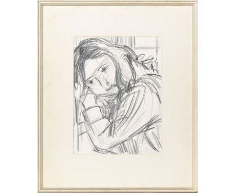 ?Maurice Barraud (1889-1954) Portrait de jeune femme mine de plomb sur papier signée 37 5x28 5 cm 