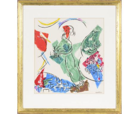 Marc Chagall (1887-1985) Composition aux deux personnages lithographie couleur signée sur la pierre gravée par Charles Sorlie