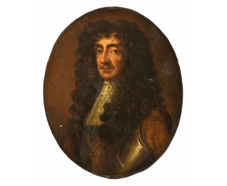Ecole française (vers 1700),&nbsp,Portrait d'un gentilhomme en armure, huile sur panneau, format ovale, 29,5x24 cm 