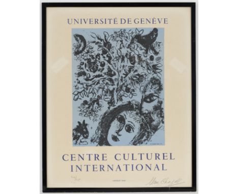Marc Chagall (1887-1985) &nbsp Le Couple devant l'Arbre" 1971 avec le texte Université de Genève. Centre Culturel Internation