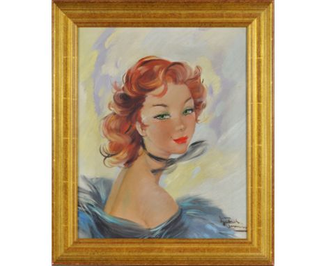 Jean Gabriel Domergue (1889-1962) Portrait de la Baronne Nadine de Rothschild huile sur toile signée &nbsp 42x34 cm&nbsp Expe