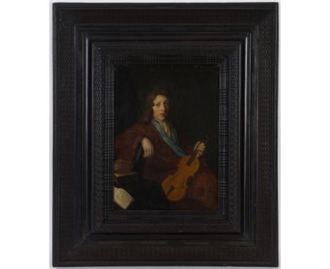 Godfrey Kneller (1646-1723) entourage de Portrait d'un violoniste huile sur toile 39x28 cm 