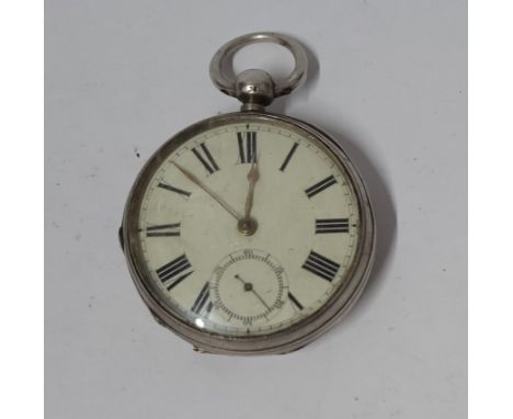 Victorian 1880 Birmingham hallmarked silver pocket watch with decorated back, along with inscriptions in the back case 