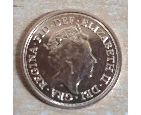 Queen Elizabeth II 2022, 5th portrait full sovereign with the Royal Arms, at its centre a crowned and quartered shield suppor