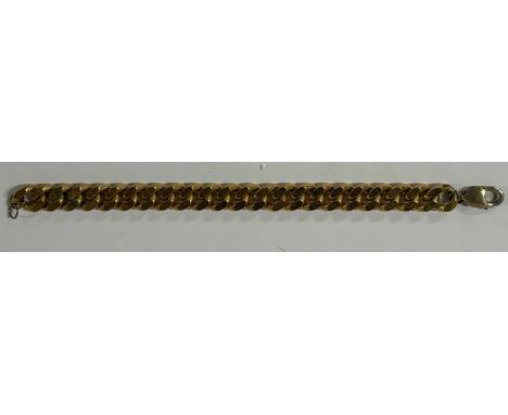Heavy gents silver gilt bracelet stamped 92562gms 