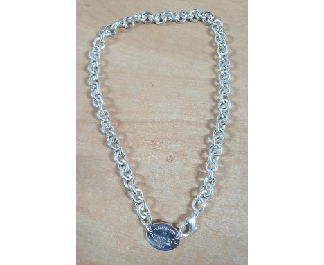 Heavy Tiffany & Co 925 silver choker with pouch and box,63 grams 