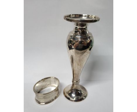 Silver hallmarked budvase and a napkin ring weight 108.9g 