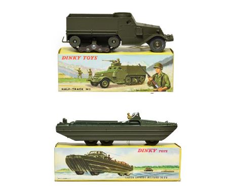 French Dinky Military 825 Camion Amphibie DUKW with cargo and 822 Half track M3 (both E boxes E-G) (2)