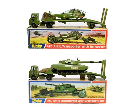 Dinky Military Two AEC Artic Transporters 616 With Chieftain and 618 With Helicopter (both E boxes E-G) (2)
