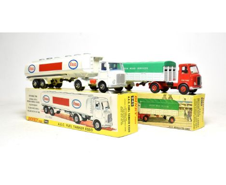 Dinky 914 AEC Articulated Lorry British Road Service (E box G-E) together with 945 AEC Esso Fuel Tanker (E box E-G) (2)