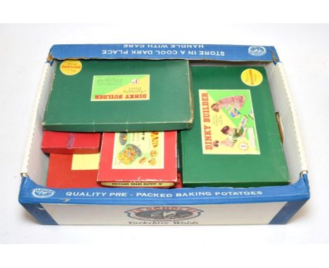 Meccano Various Sets No.6 red/green, No.1 (strung onto reproduction card), Gears Outfits A, B and an unlabelled; together wit