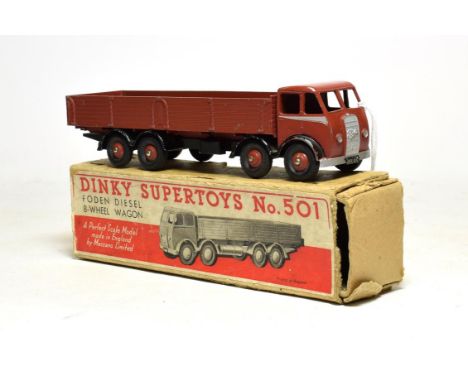 Dinky 501 1st Foden Wagon brick red (G box F-G, lacks one end) 