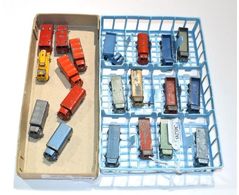 Benbros Various Unboxed Vehicles 5xFlat wagons, 4xDiesel wagons, Petrol tanker, Articulated wagon, 2xFire engine (both lackin