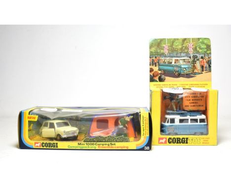 Corgi 38 Mini 1000 Camping Set (E box G-E) together with 479 Commer Mobile camera van (E box G-E) (2)