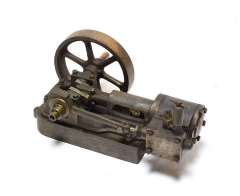 Stationary Steam Engine with single horizontal cylinder and flywheel on cast base 6'',15