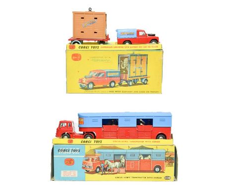 Corgi Chipperfields Circus Gift Set No.19 Land Rover With Elephant And Cage On Trailer (E box G) together with 1130 Circus Ho