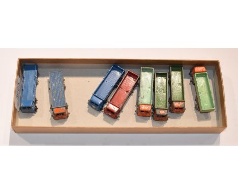Benbros 21 Diesel Wagons 4xorange/green green in different shades; red and blue BPW; together with 20 Flat truck orange/blue 