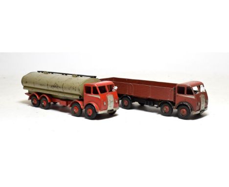 Dinky Two 1st Fodens (i) Tanker red/grey (ii) Wagon brick red (both F-G) (2)