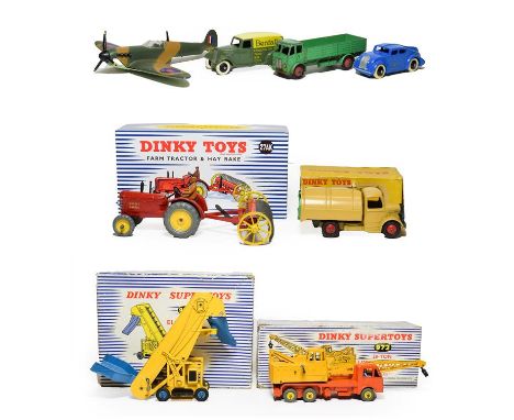 Dinky Various Models 972 Coles lorry mounted crane and 964 Elevator loader (both G boxes G-F) 252 Refuse wagon (G-E box F-P, 