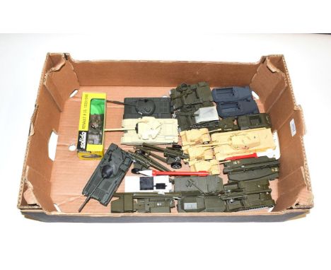 Polistil Tanks Centurion MkV, Chieftain Mk3 and T62 (all G) together with assorted Solido military vehicles including a King 