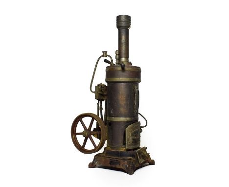 Live Steam Stationary Steam Engine with vertical boiler, single fixed cylinder and flywheel, on cast base no makers mark 13 1