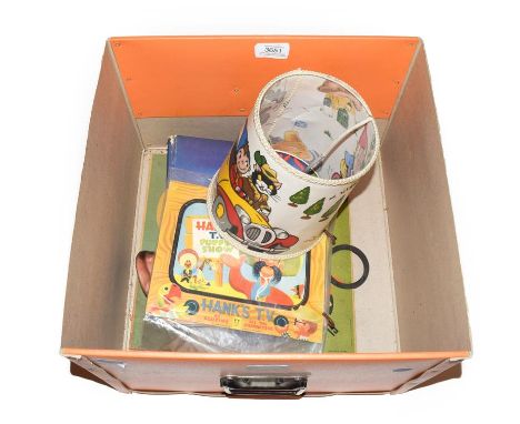 Hank The Cowboy Items including Hoop-on-the-Hook game, TV Puppet show (unmade) Camera Capers annual and a Glove puppet; toget
