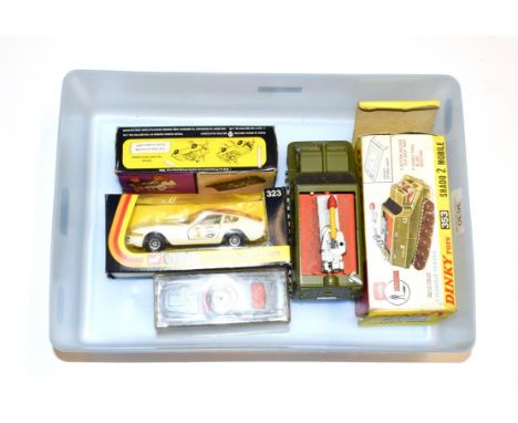 Dinky 353 Shado 2 Mobile (G box G-F) 153 Aston Martin DB6 (E box G); Corgi 270 James Bond Aston Martin DB5 silver version wit