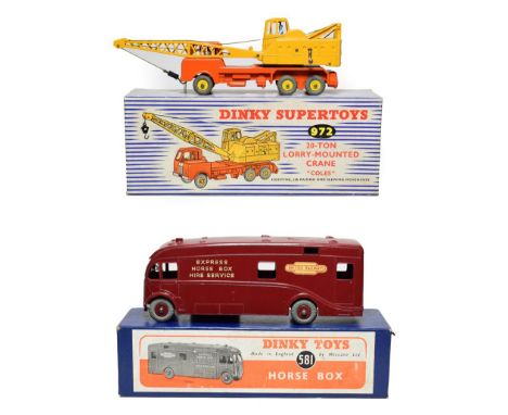 Dinky 581 Horse Box and 972 Coles Mobile Crane (both E boxes E-G) (2)
