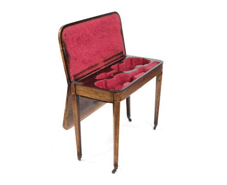 19th century rosewood and crossbanded double violin case/card table, on square supports, the top swivels to reveal double vio