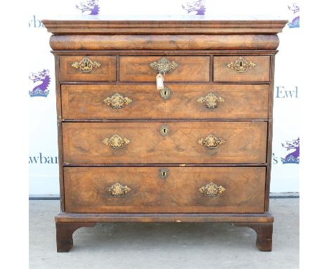 19th century mahogany chest of drawers, with single frieze drawer above three short over three long graduating drawers, on br