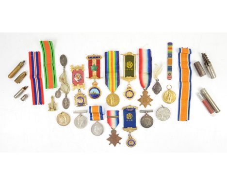 WWI trio to A-438 PTE. C. ANDREWS K.R.R.C, WWI pair to 3660 Cpl. W. J. ALLEN. R. WAR. R. 1914 Star to 13033 PTE. H. BECKETT. 