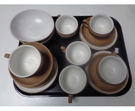 A tray containing a 20 piece Denby stoneware tea service.  