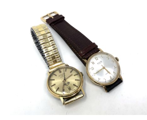 A gent's gold plated Rotary GT wristwatch on expanding strap, together with an Avia watch. (2)