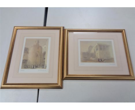 Two David Roberts framed prints, The Tomb of the Khalifs and Gate of the Metwaleys Cairo, in gilt frames.  