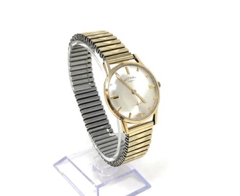 A gent's 9ct gold Rotary manual wind wristwatch on plated expanding strap