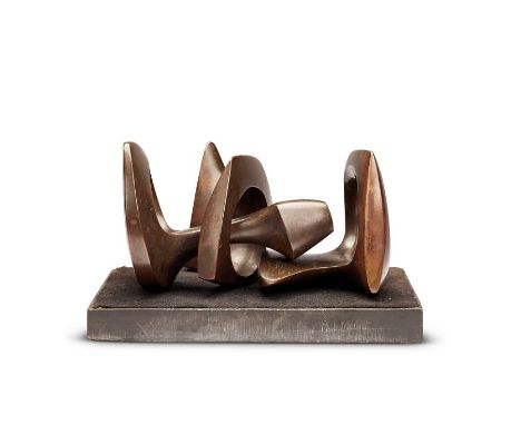 Paul Mount (British, 1926-2009)
’Three Pieces Suite’, 1976
Brown patinated bronze three part abstract sculpture on a rectangu