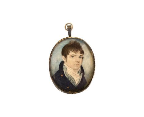 A group of six 19th century various portrait miniaturesAll depicting male sitters, the largest 7cm high, on ivory and card. (