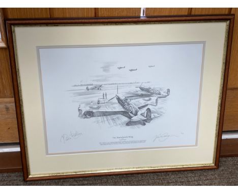 'THE MIGHTY EIGHTH' a limited edition print after Nicolas Trudgian depicting Mk. V Spitfires of No. 64 Squadron, signed, fram