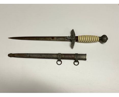 A Third Reich Era German Army officer's dress dagger, the blade by Herder Solingen, some corrosion to scabbard, split to ivor