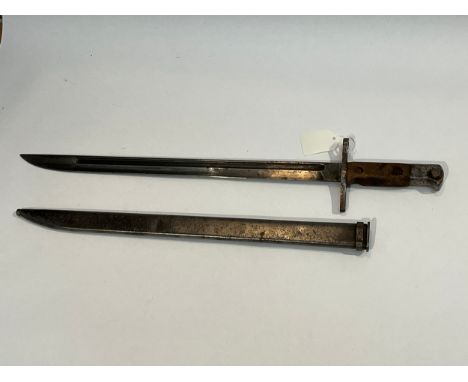 A Japanese 30th year type sword bayonet with steel scabbard 